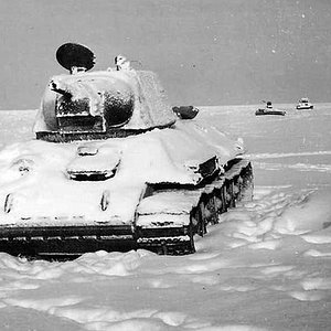 T-34 in snow. The Eastern Front.
