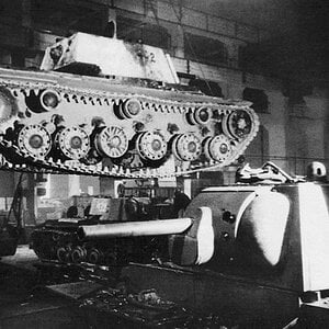 KV-1 heavy tanks at a repair facility in Leningra, 1941