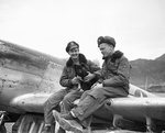 Lt. J.J. Schneider with Capt. J.B. Hannon in Korea on Jan. 15, 1951 Between them is Admiration D.jpg