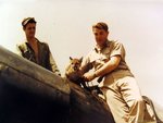 Squadron mascot  Puma named Chatta with pilots Panama.jpg