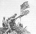 Iwo Jima, first flag comes down, second flag raised.gif