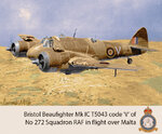 Bristol Beaufighter Mk IC T5043 code V of No 272 Squadron RAF in flight over Malta.jpg