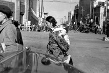 Japanese Woman & Child-Tokyo 1948 Isetan Shinjuku Dept Store on Left.jpg