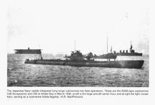 I-68 and I-69 at Ariake Bay. IJNS Kaga and light cruiser Kini in the background March 1936.png