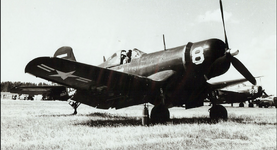 Goodyear FG 1D Corsair MARTU White E8 BuNo 92513 at NAS Minneapolis MN circa 1955 ASISBIZ.png