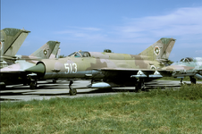 Bulgaria Air Force Mikoyan-Gurevich MiG-21bis '513' August 2005 AIRHIS.png