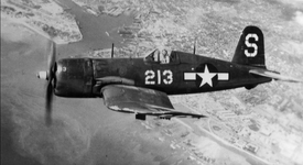 Vought F4U-1A Corsair VF-17 White S213 flown by Ike Kepford in flight near Oahu HI ASISBIZ.png