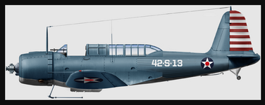 Vought SB2U-2 of VS9 onboard ACV30 USS Charger, circa 1942 NAVLENCYCLOPEDIA.png