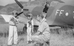 Spitfire XIV RAF no.132 Squadron FF Kaitak AF, Kowloon Hong Kong 1945 ASISBIZ.png