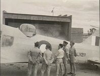 Sale, Vic. C. 1944. RAAF aircrew trainees next to an Avro Anson aircraft used in the aerial ph...jpg