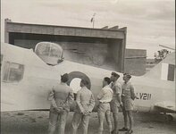 Sale, Vic. C. 1944. RAAF aircrew trainees next to an Avro Anson aircraft used in the aerial ph...jpg