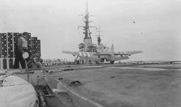 A Fairey Firefly FR 5, of 812 Squadron), touching down on HMS Glory. June 1951 DESJ.png