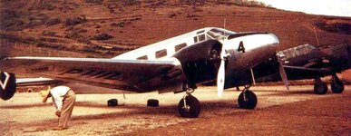 Beech Model 18 of the PAAC and a A-27 at Loakan Airfield in Baguio. Notice that the PAAC Diamo...jpg