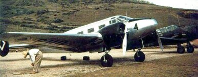 Beech Model 18 of the PAAC and a A-27 at Loakan Airfield in Baguio. Notice that the PAAC Diamo...jpg