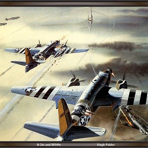 B-26s and Bf109s by Hugh Polder