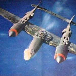 P-38, with its guns blazing