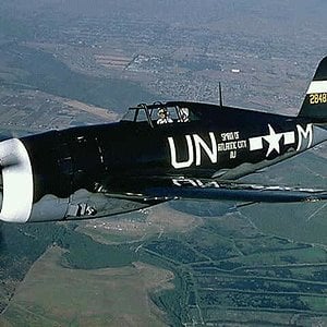 A black P-47 Thunderbolt