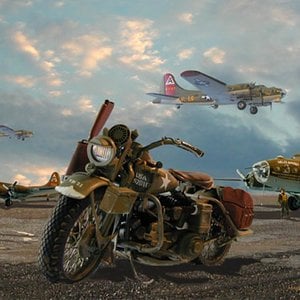 Veterans by unknown Artist, Scene at the Bassingbourn base of the famous 91