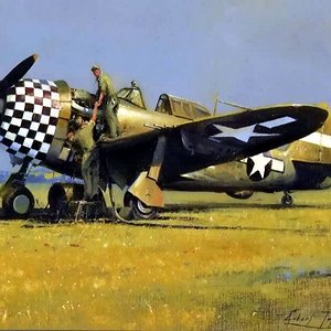 78th FG  P-47 being maintained at it,s Duxford base by Robert Taylor Large!