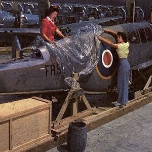 North American Mustang I's being un-crated for assembly  summer 1942