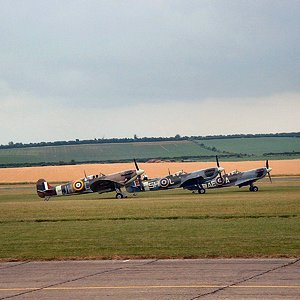 3 Spits taking off a Duxford