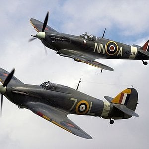 Hawker Hurricane MKI and Supermarine Spitfire MKVB
