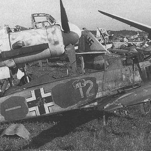 Wrecked Ju 88G and Fw 190F
