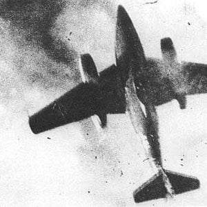 262 Pilot Bail caught on a P-51's Gun-Cam