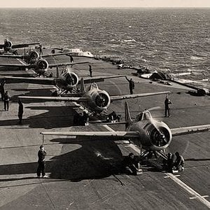 F4F Wildcats on Carrier Deck
