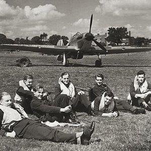 Hurricane pilots await the next go during the Battle of Britain, 1940