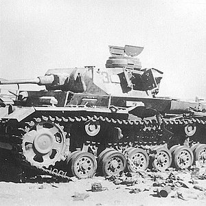 Panzer 3 knocked out in North Africa
