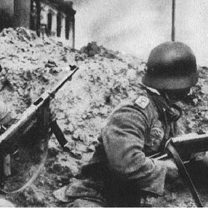 Germans in a crater at stalingrad