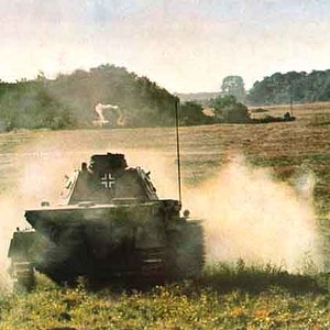 Panther tank firing its main gun