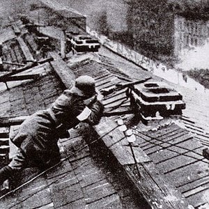 German soldier on house