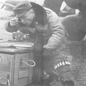 German Stuka pilot giving a break to lunch