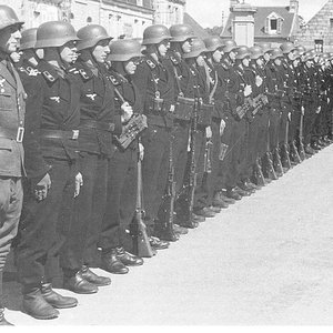 Panzer troopers from the "Hermann Göring" Division in formation.