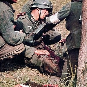 German soldier with arm shot off!! not for the squeamish!