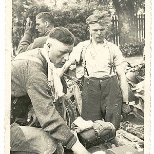 German Soldiers sorting out their kit