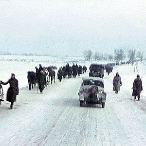 Convoy of Hungarian transport during Russian Winter.