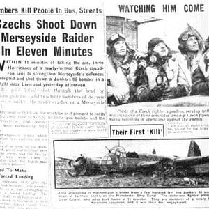 Newspaper with Czechoslovak airmen from the Battle of Britain