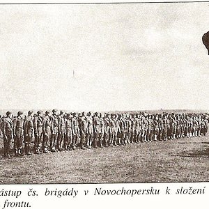 Czechoslovak brigade parade lining up before enetring the frontline