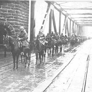 Battery A, 15th FA Regiment crossing the Rhine River