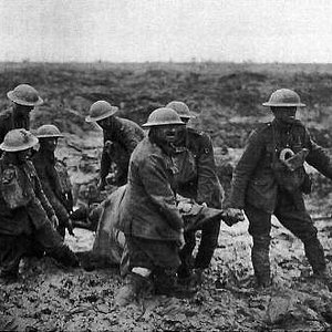 British stretcher bearers near Bossinghe, 1 Aug 1917 | Aircraft of ...
