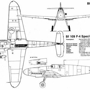 Messerschmitt Bf 109F-4 Drawing
