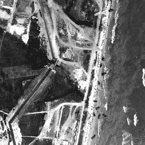overhead shot of Omaha Beach on D-Day