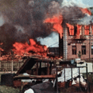 Russian town on fire
