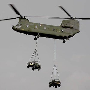 chinook transports jeeps