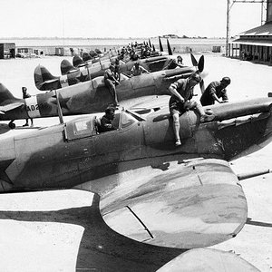 Spitfire Vb being prepared for delivery to the S.U at Iran in 1943