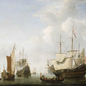 a-dutch-flagship-coming-to-anchor-with-a-states-yacht-before-a-light-air