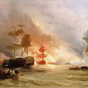 Oil-Study-The-Bombardment-of-Algiers-27-August-1816-by-George-Chambers-Seni